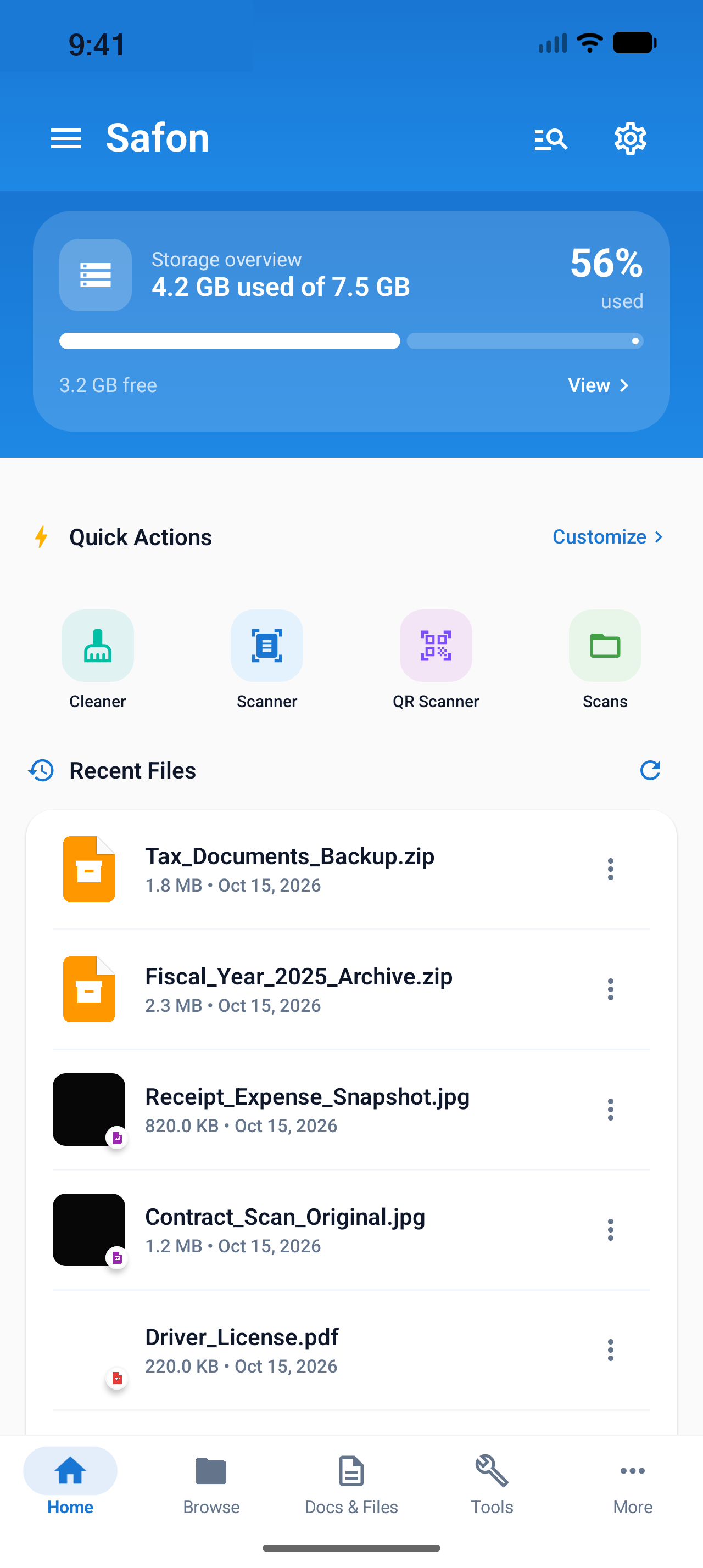 Safon Home Dashboard on Pixel 10 Pro